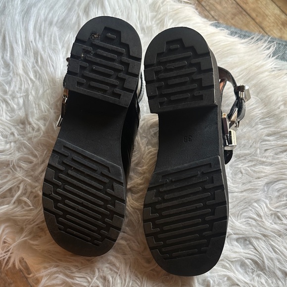 90s style super chunky cut out Jeffrey Campbell black leather buckle loafers 38 - Picture 4 of 6